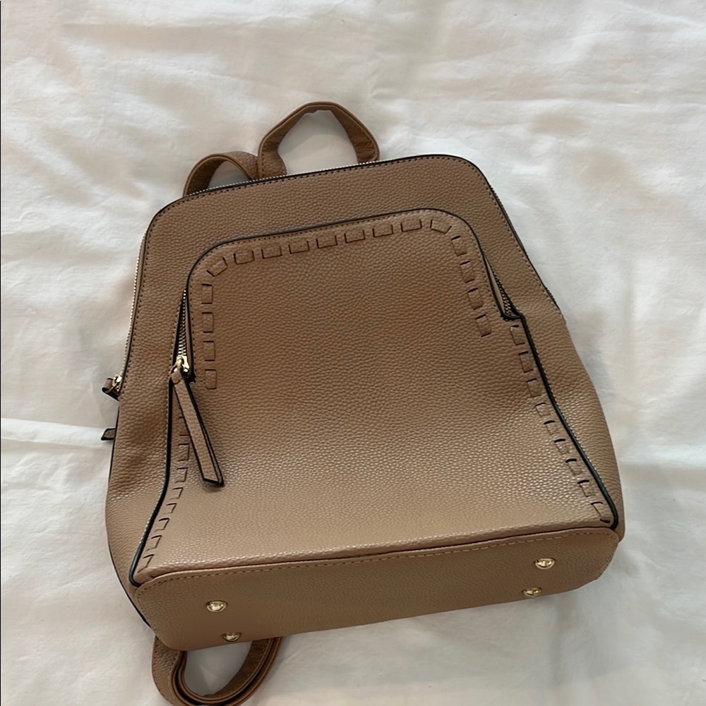 Backpack Purse in Pleather Taupe